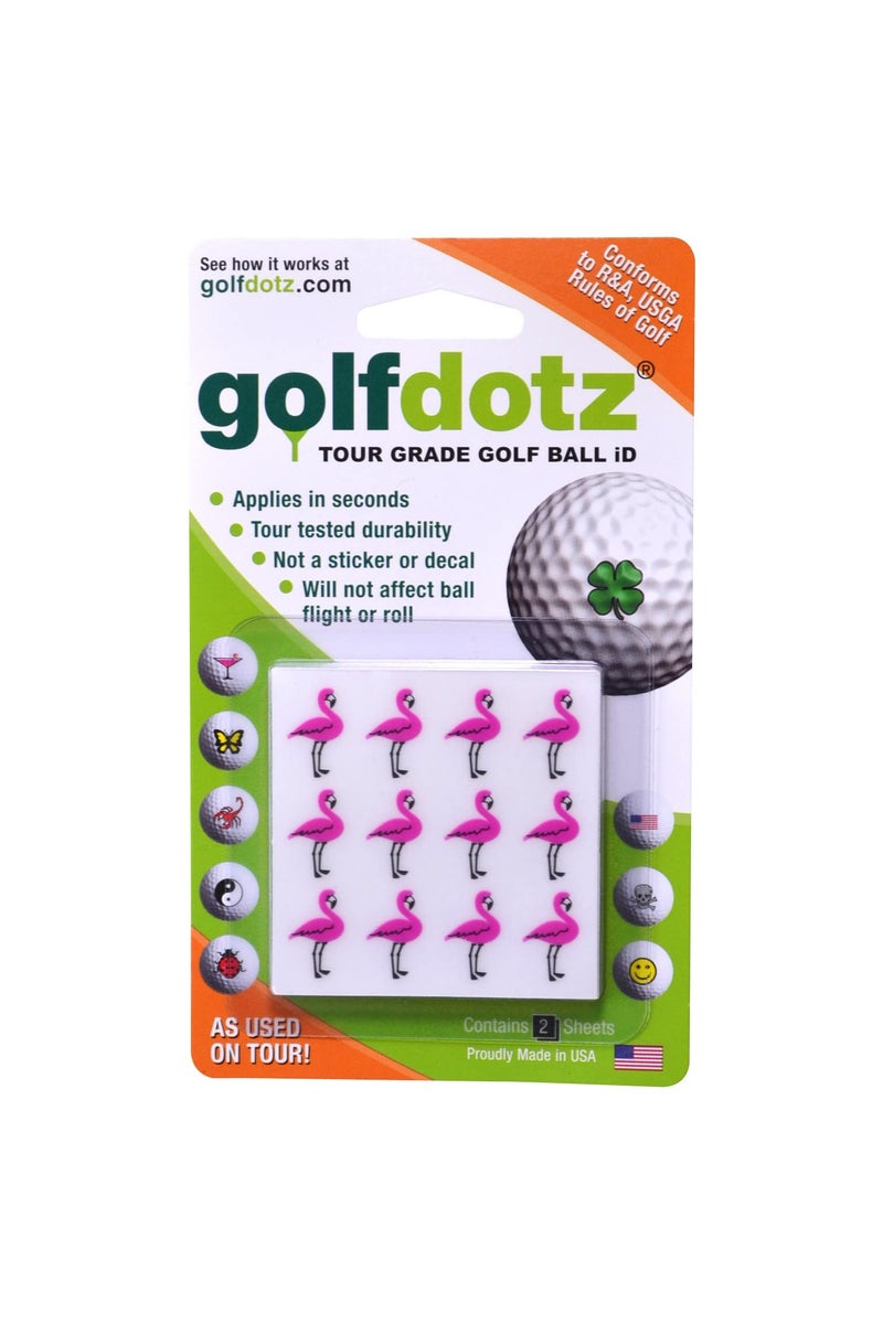 Golfdotz - USGA Rule Conforming Golf Ball Markers, Golf Ball Stickers for Marking Balls, No More Smearing from Stamps, Gifts for Golfers, Dads, and Retirees, (Flamingo; 24-Count) - Image 2